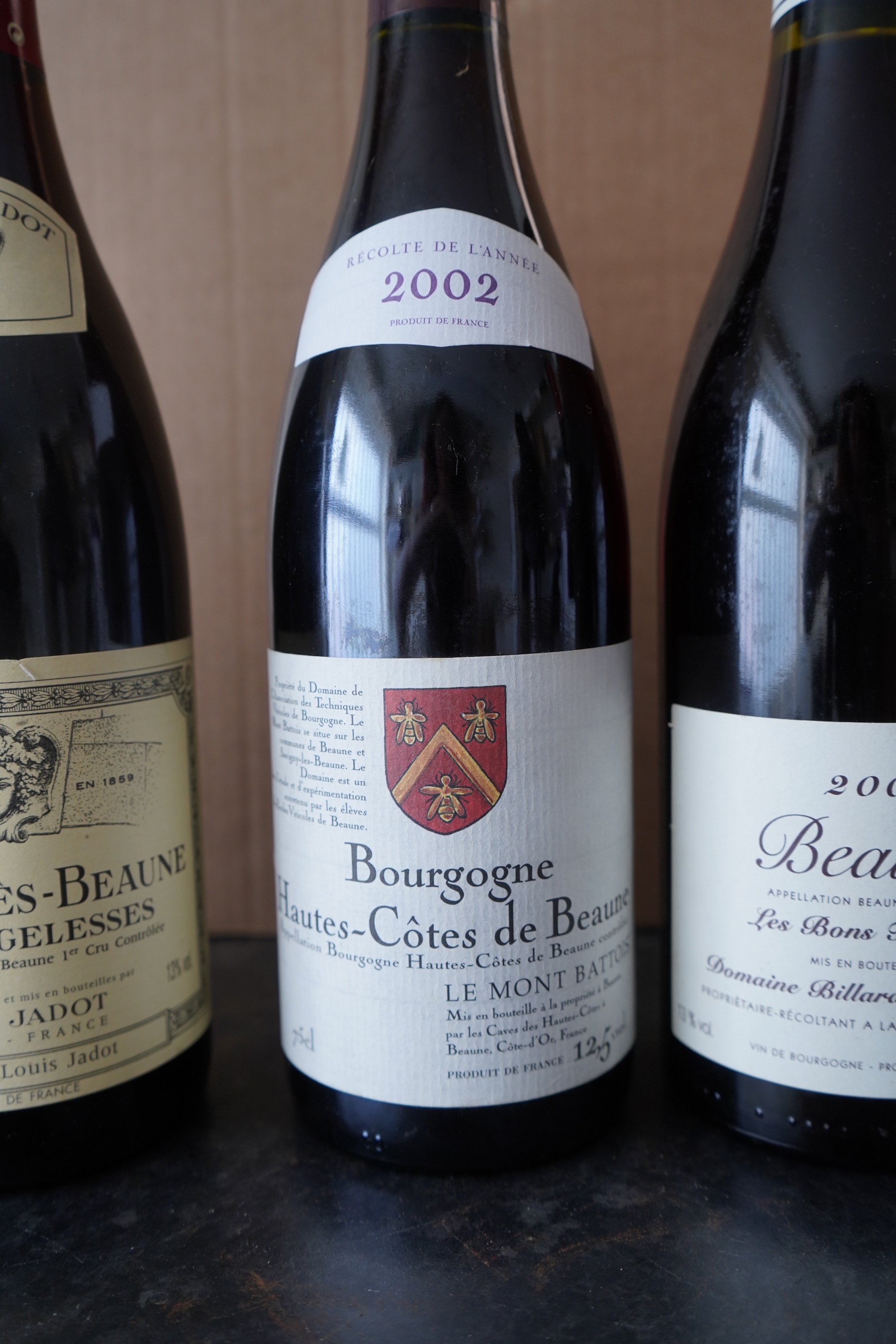 Five bottles of 2002 Le Mont Battois Bourgogne Hautes Cote De Beaune and five others